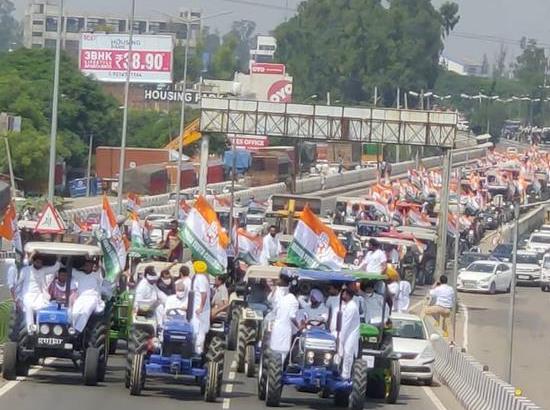 PICS: Youth Congress takes out tractor rally to protest against agriculture Bills