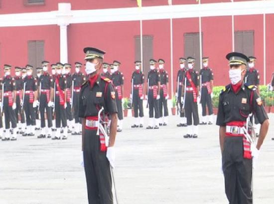 With face masks on, passing out parade held at IMA