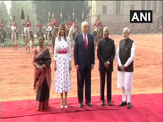 Trump accorded ceremonial welcome at Rashtrapati Bhavan