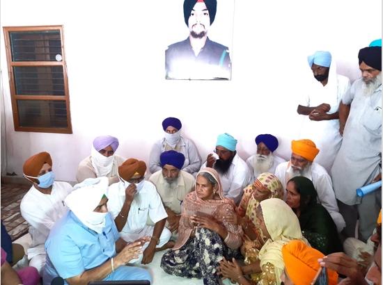 Cabinet Minister Sadhu Singh Dharamsot visits martyr Naik Rajwinder Singh's family