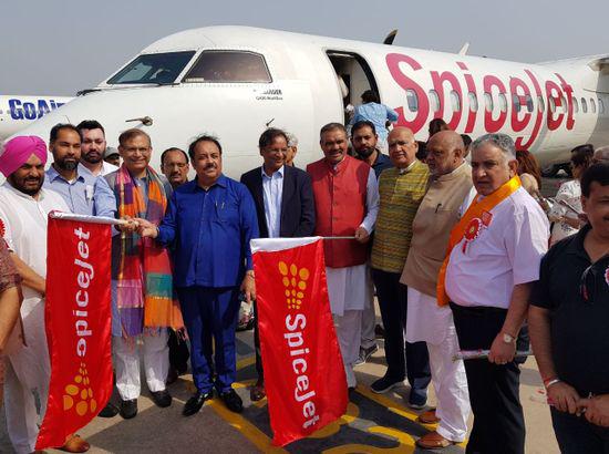 Delhi to Adampur first flight flagged off by Vijay Sampla