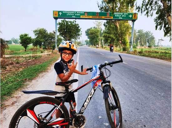 Kanav, 9-year-old covers 613 km cycling in a month under Mission Fateh