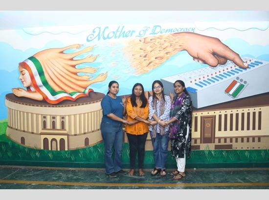 Mural to boost participation of women in strengthening of democracy comes up at Mohali DA