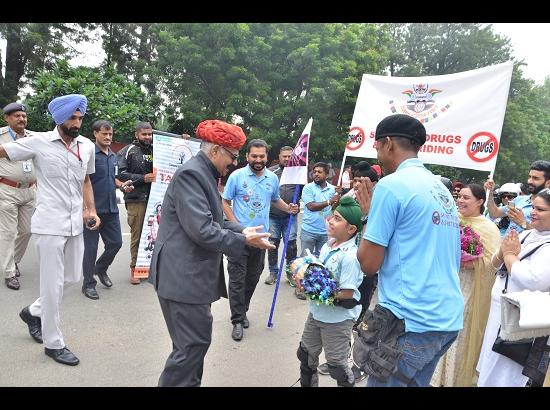 Punjab Governor and Administrator, UT, Chandigarh, V.P. Singh Badnore flagging off a Bike Rally under aegis of 