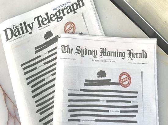 Australian papers black out front pages in protest against government secrecy