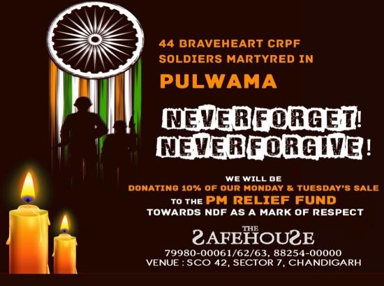 Chandigarh restaurant to donate 10 % earning for Pulwama martyrs 