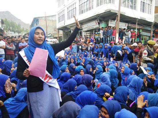 Kargil girl students hit streets against political interference in education