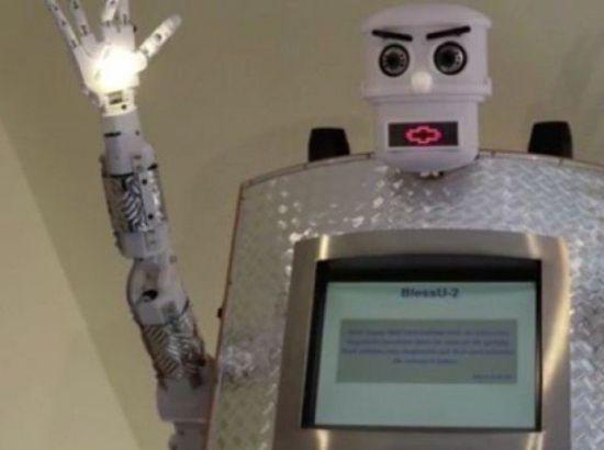 Robot 'priest' that beams automated blessings from its hands