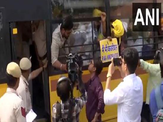 AAP protestors detained outside Patel Chowk metro station; BJP demands Delhi CM resignatio