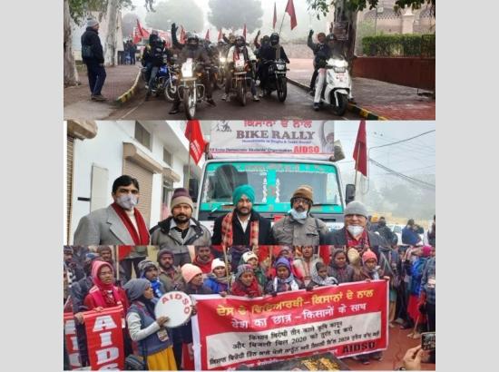 AIDSO organizes Bike Rally from Hussainiwala to Delhi in support of farmers