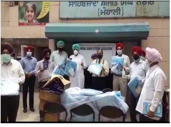 100 PPE Kits, 200 Sanitizers and 500 three layer masks handed over for medical fraternity by Balbir Sidhu 