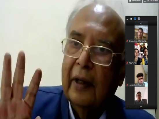 Chief Justice Vijender Jain (Former) addresses Aryans Law students in a webinar
