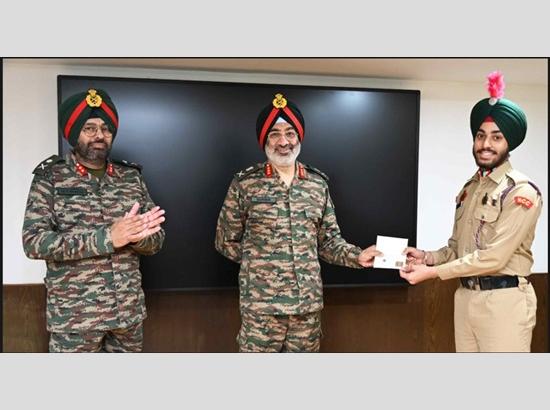 Chandigarh University student Gurjot Singh Jaswal honoured with DG NCC Commendation Card for exemplary NCC Services