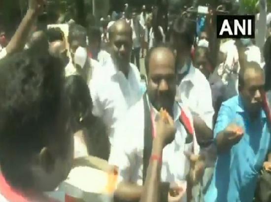 Despite EC ban on victory processions, DMK workers celebrate outside party headquarters in Chennai