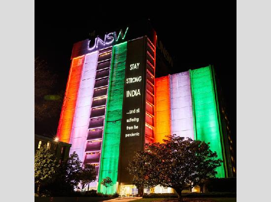 Sydney: University of New South Wales' library illuminated with tricolour to show solidarity with India's fight against Covid-19