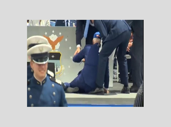 Joe Biden trips, falls at US Air Force Academy graduation ceremony
