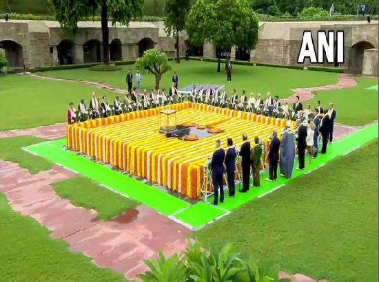 PM Modi along with G20 leaders pay homage to Mahatma Gandhi at Rajghat