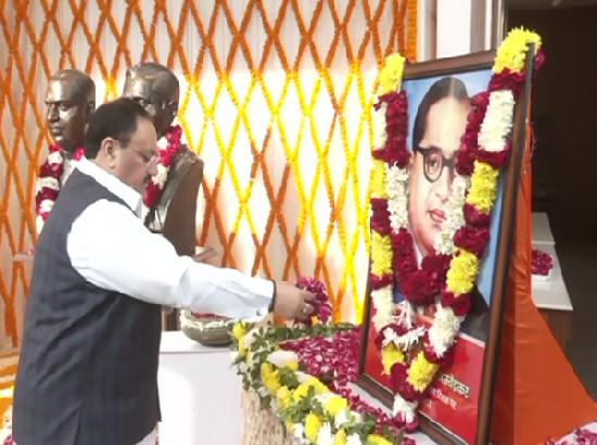 BJP President J P Nadda pays tribute to Bhim Rao Ambedkar