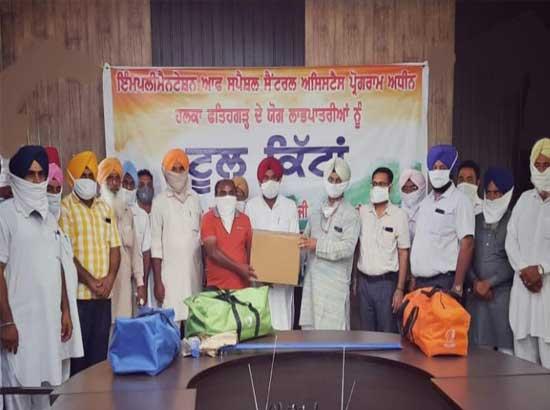 Tool kits distributed to the beneficiaries of SC/ BC categories for self employment under 
