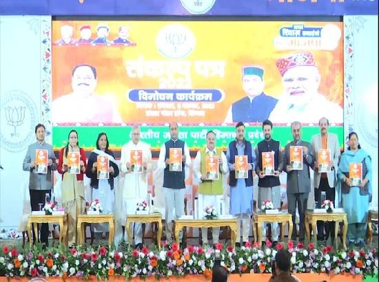 Nadda releases BJP's manifesto for Himachal Assembly polls