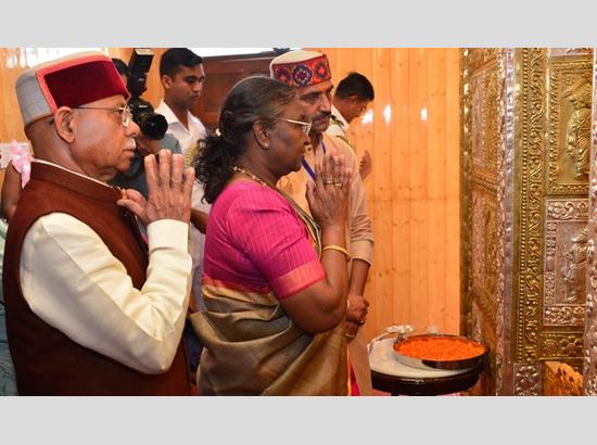 President Droupadi Murmu offers prayers at Taradevi Temple in Shimla