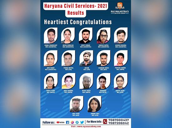 19 candidates belonging to Raj Malhotra’s IAS Coaching Centre clear HCS finals