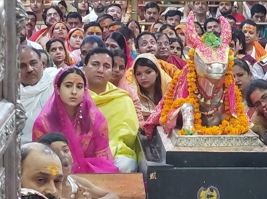 Bollywood actor Sara Ali Khan offers prayer at Mahakal Temple in Ujjain