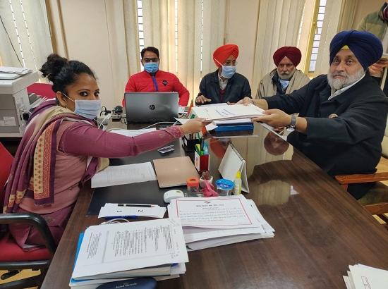 Sukhbir files his nomination as a covering candidate for Parkash Badal 