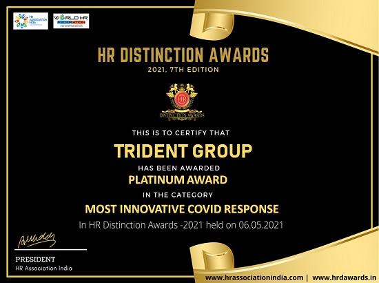 Trident Group receives platinum award by HR Association of India for its COVID Response