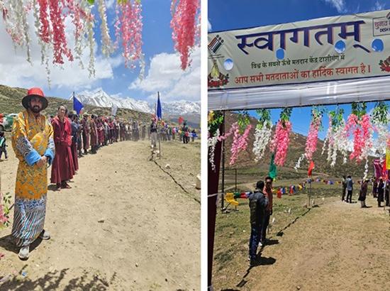 Himachal LS polls: People arrive in traditional attire to vote at world's highest polling 