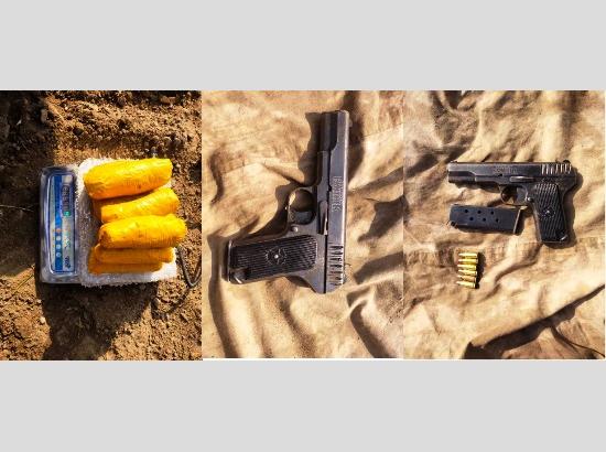BSF foils nefarious design of smugglers, recovers heroin, pistol, magazine from near Int’l Border