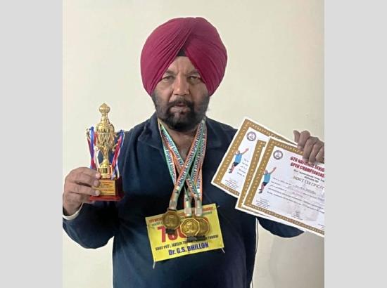 Dr. Dhillon wins 3 Gold Medals in National Senior Citizen Championship held in Hyderabad