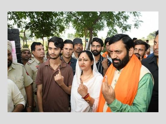 Polling underway for Haryana's 10 Lok Sabha seats; View Pics
