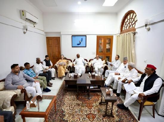 INDIA bloc meeting underway at Mallikarjun Kharge's residence in Delhi