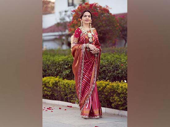 Nita Ambani stuns in handloom Kanchipuram saree, don't miss hidden tribute