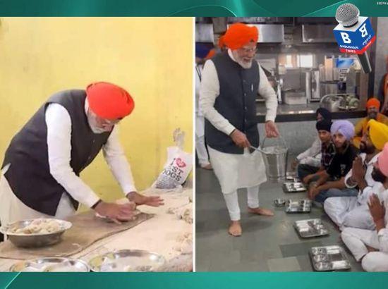 Bihar: PM Modi performs 'seva' at Gurudwara Patna Sahib