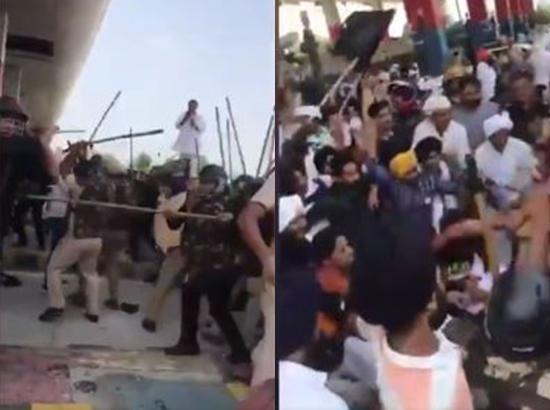 Police lathi-charge on farmers in Karnal, many injured