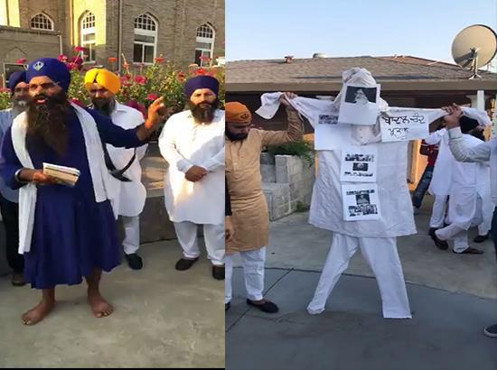 Video : Radical Sikhs gathered at Gurdwara Stockton issue ultimatum to pro-Badal Sikh lead
